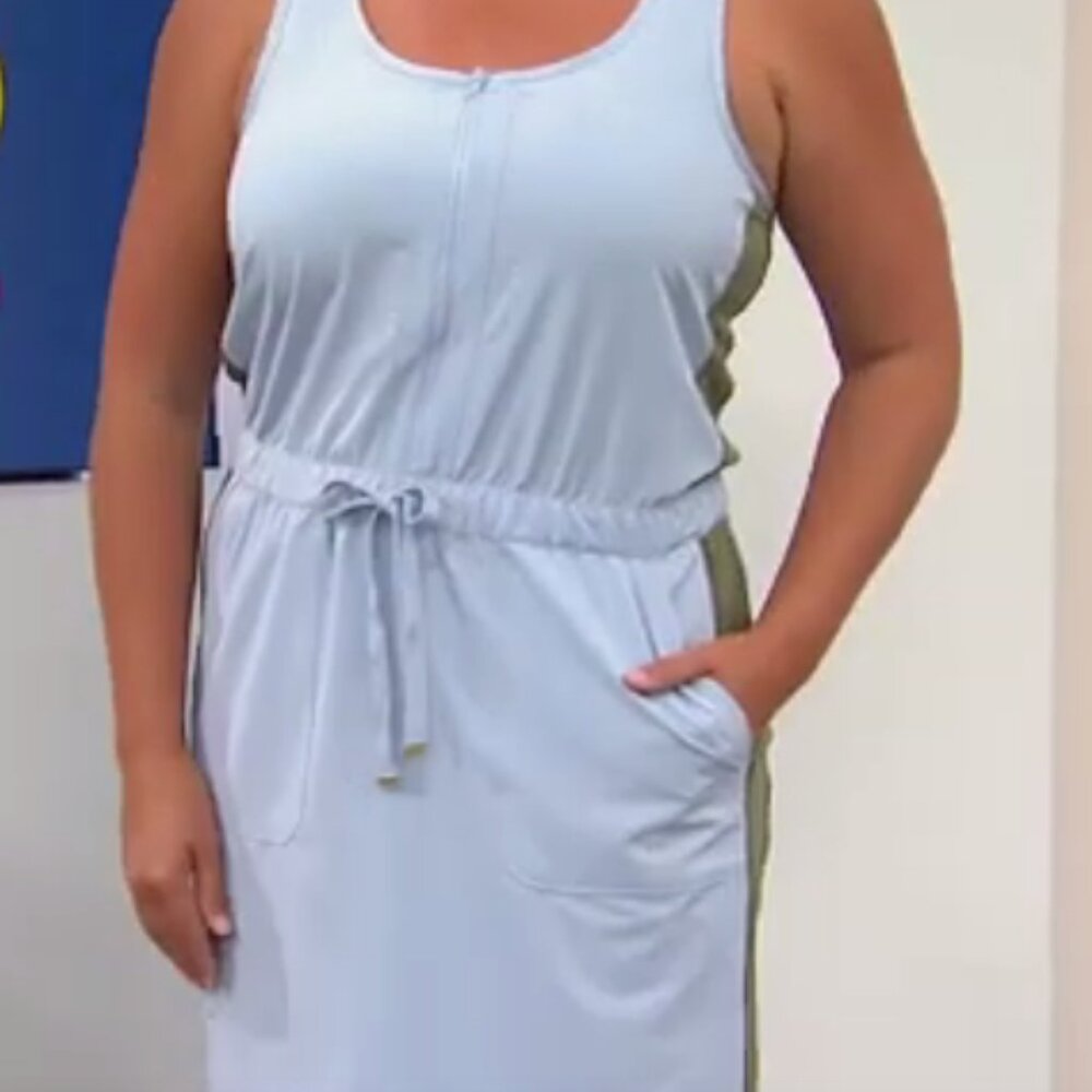 Laila Ali Traveler Tank Dress with Pockets XL Blue Olive - Picture 16 of 16